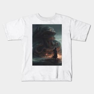 Dark Fantasy Giant Demon Monster Kids T-Shirt